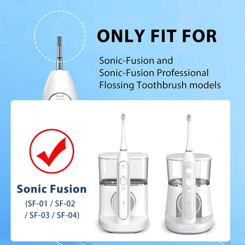 Replacement Brush Heads for Waterpik Sonic Fusion 2.0, 3 Count White, Hard Bristles