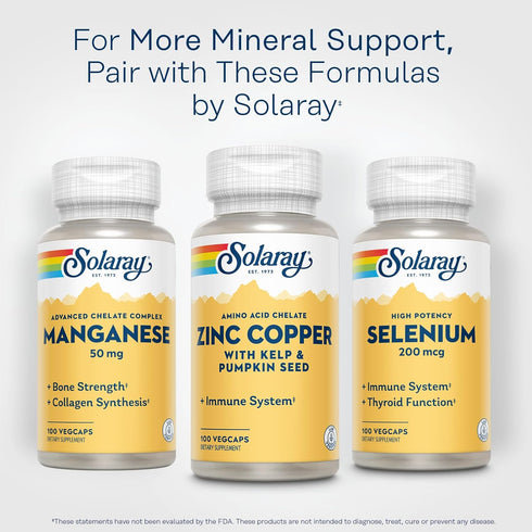 Zinc Copper Amino Acid Chelate, SOLARAY, Immune Support Supplement, 50mg, 100 VegCaps