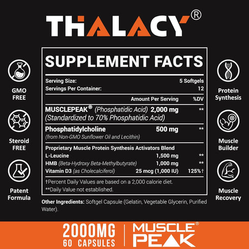 2000mg Liposomal Phosphatidic Acid, Muscle Builder, High Absorption Supplements for Men & Women, 120 Capsules