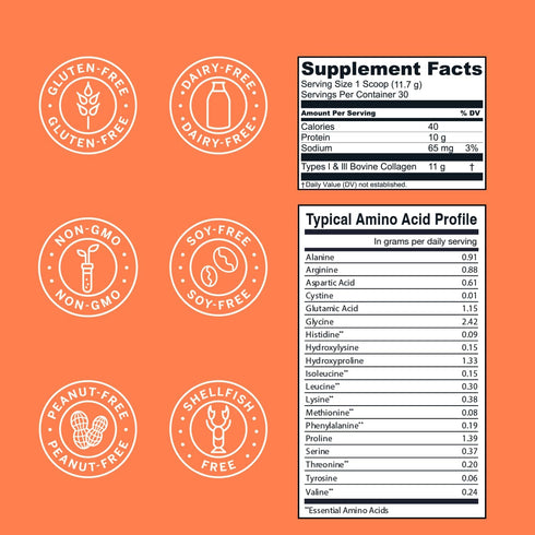 Live Conscious Collagen Peptides Powder - Peach Mango Flavored for Hair, Skin, Nail, & Joint Support, 30 Servings