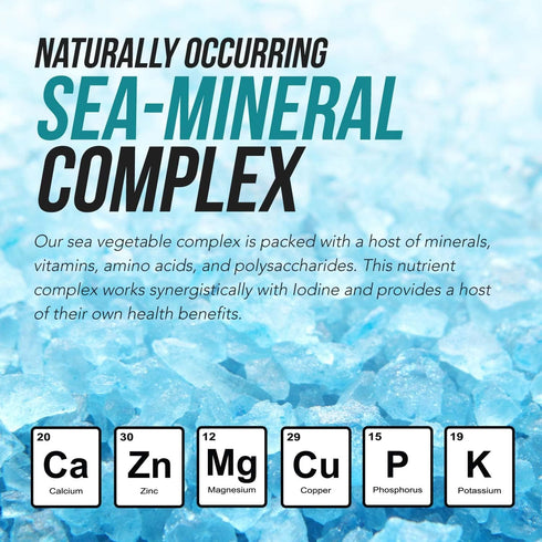 Organic Iodine Supplement from Sea Vegetable Complex - 250 mcg, Whole Food & Raw Iodine Plus Trace Mineral Complex
