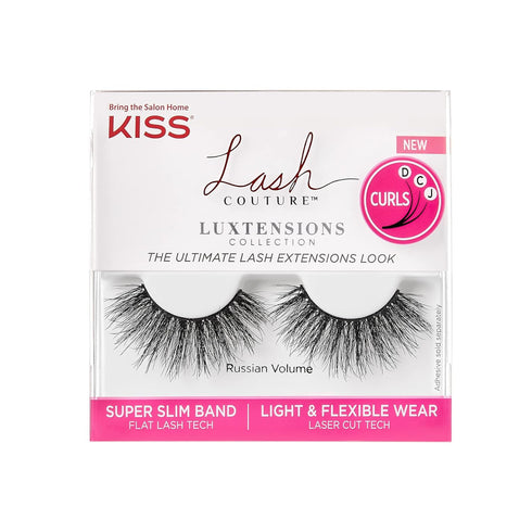 KISS Lash Couture LuXtensions Collection, False Eyelashes, Style ‘Russian Volume', 16mm, 1 Pair, Reusable, Flat Lash