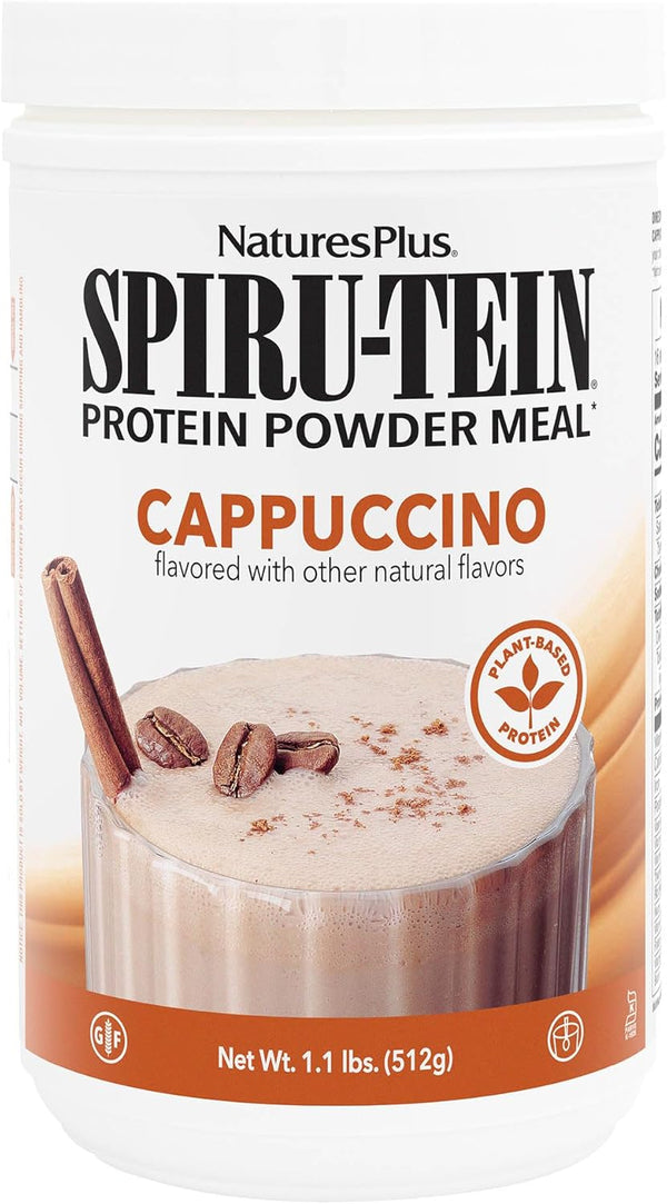 SPIRU-TEIN Shake - NaturesPlus, Cappuccino Flavor, 1.1 lbs, Plant Based Meal Replacement