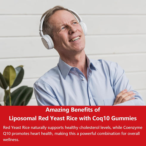 Oakevlp 2 Pack 10 3000mg Gummies,Organic 10 98% Liposomal Red Yeast Rice with Coq Red Yeast Rice Cholesterol Lowering