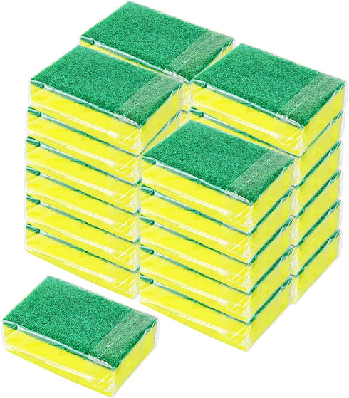 24 Pack Sponge Individually Wrapped, Bulk Kitchen Dishwashing Sponge, Non Scratch Scouring Pad for Travel.