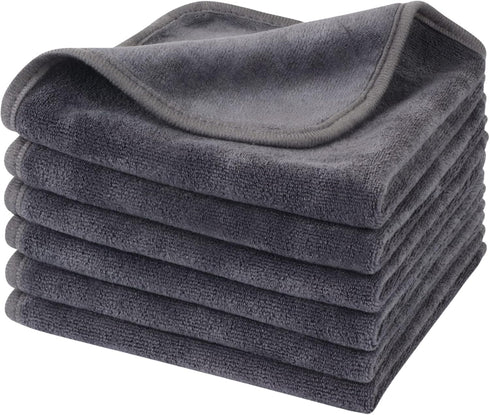 KinHwa Soft Washcloths, Quick Drying Reusable Makeup Remover Cloths, Microfiber Facial Cloths, 6 Pack