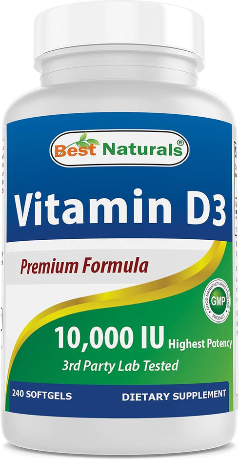 Best Naturals Vitamin D3 10,000 IU Softgel - 240 Count