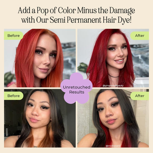 INH Semi Permanent Hair Color - Ruby Red Hair Dye, 6oz Color Depositing Conditioner, Vegan & Ammonia Free