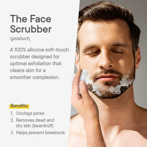VWMYQ Silicone Face Scrubber for Men, Waterproof Facial Cleansing Brush for Exfoliating and Skin Care (White)