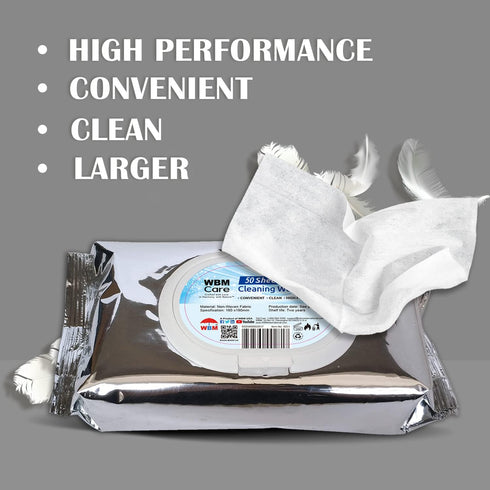 WBM Care Cleaning Wipes, 50 Sheets (Pack of 3), Thick & Strong for Easy Cleaning on All Types of Surfaces