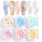 SILPECWEE Light Change Flower Nail Charms, 3D Gold and Silver Caviar Nail Art Jewelry for Acrylic Nails DIY