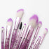 10 Pcs Crystal Unicorn Fan Makeup Brush Set, Professional Face Cosmetics for Blending, Foundation, Eye Shadows