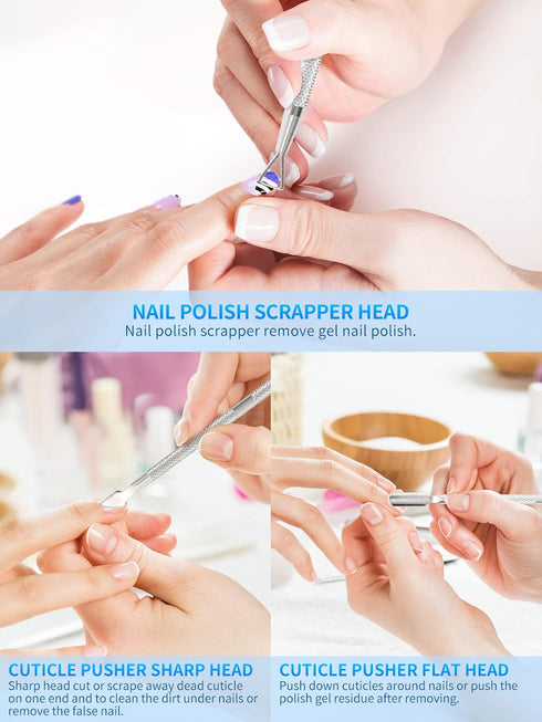 Nail Soaking Bowl 2PCS Set, Gel Polish Dip Powder Remover Manicure Bowl with Triangle Cuticle Peeler and Stainless