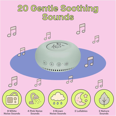 MMOBIEL 20 Portable White Noise Sound Machine for Baby by Soothing Sounds, Cry Sensor, Timer, USB-C Rechargeable Travel