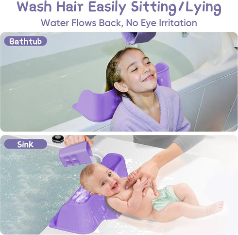 Portable Hair Washing Station for Kids, Toddlers, Children, Teens, Silicone Hair Washing Basin for Sink or Bathtub