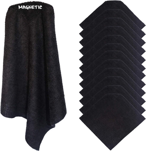 KleenSlate 12 Black Magnetic Microfiber Cleaning Cloths for Whiteboards, Computer Screens, Glasses - Ideal for