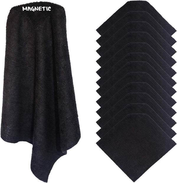 KleenSlate 12 Black Magnetic Microfiber Cleaning Cloths for Whiteboards, Computer Screens, Glasses - Ideal for
