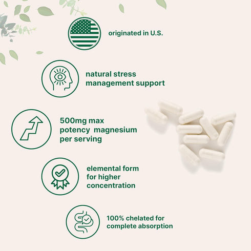 Magnesium Glycinate 500mg, 240 Capsules, 100% Chelated for Max Absorption, Support for Sleep, Muscle & Heart Health