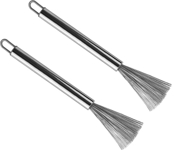 Dish Brush Stainless Steel, Multifunctional Wire Brushes for Kitchen Cleaning, Metal Scrubber with Handle, 2 Pcs