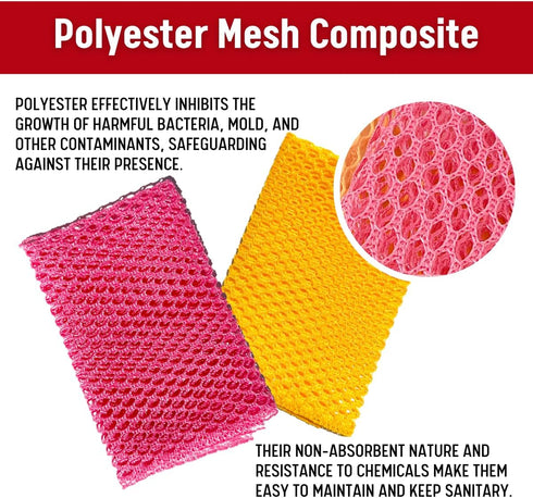 UNHA'S Dish Scrubber Cloth | Mesh Dishwashing Scouring Pad for Kitchen | Non-Abrasive, Quick Dry, Odorless Polyester