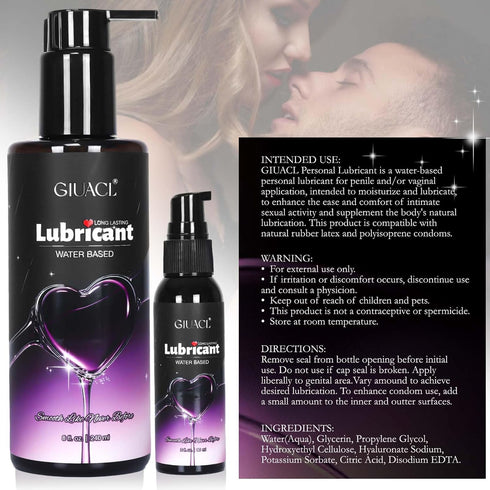 Set, 8+2oz Water Based Lube Lubricants for Privacy and Toys, Natural Long Lasting Lube Gel for Men, Women & Couples