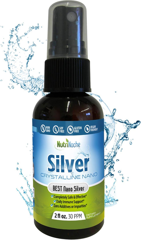 Nutrinoche Ultra Pure Colloidal Silver Spray, 2 Ounces for Daily Immune Support, Organic 99.99% Nano Particles