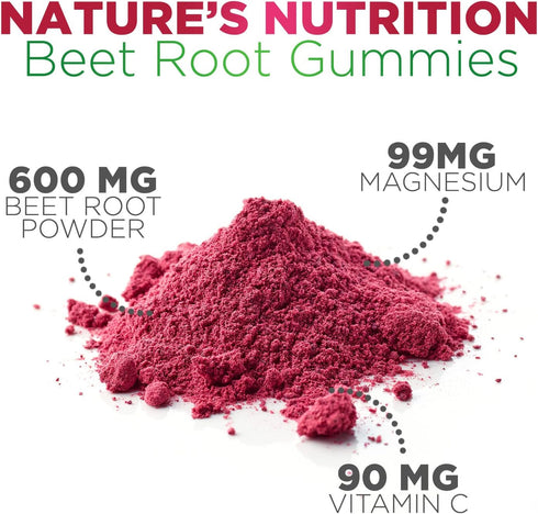 Beet Root Soft Chews, Vegan Heart Health Support Supplement, Pomegranate Raspberry Flavor, 60 Count