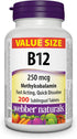 Webber Naturals Vitamin B12 250 mcg Methylcobalamin - 200 Sublingual Tablets