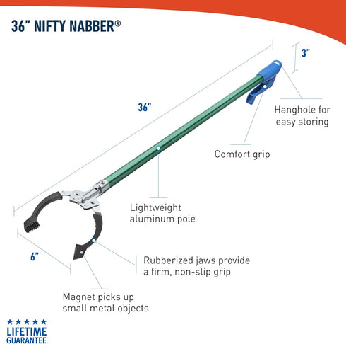 Unger Professional 36” Nifty Nabber, 2 Count – Grabber Tool & Trash Picker with Built-in Magnet