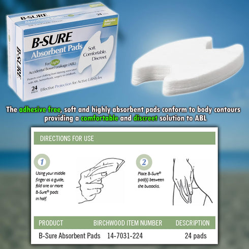 B-Sure Incontinence Liner, Light Absorbency One Size Fits Most Unisex Disposable, Box of 24