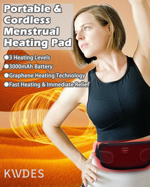 Portable Electric Heating Pad Cordless Period Heating Pad for Menstrual Cramps Pain Relief Back Cordless Period Small