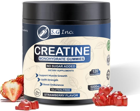 S.G Creatine Monohydrate Gummies for Men & Women - Sugar Free 5g Creatine Gummies for Muscle Support (120 Gummies)