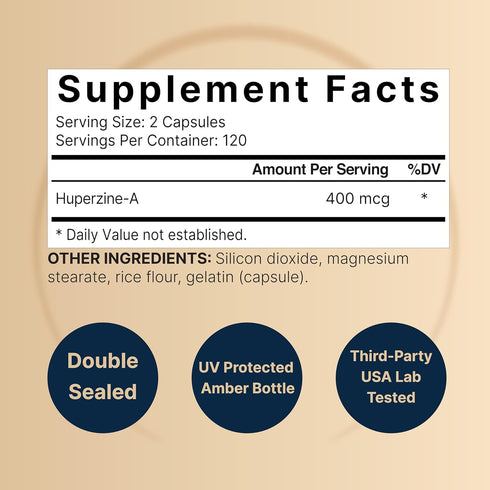 NatureBell Huperzine A 400mcg, 240 Capsules - Premium Brain Health Supplement for Focus, Cognition, Memory, Learning