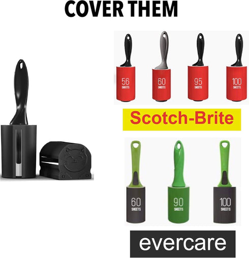 Lint Roller Cover, 2 Pack, for Up to 2.7" Diameter Roller, Protecting Cover for Extra Sticky Roller, Black Cat Covers.