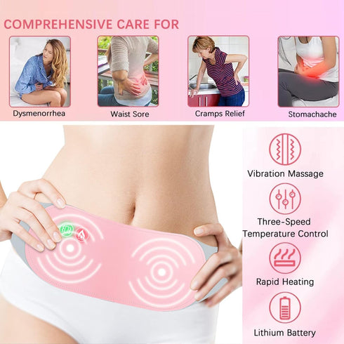 Gutecomuik 3 3 Portable Menstrual Heating Pad, Fast Heating Wrap Belt with Heat Levels and Massage Modes for Period
