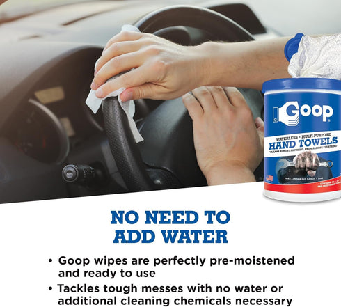 Goop Multi-Purpose Waterless Hand Cleaner Towels - 90 Towels, 10" x 12"