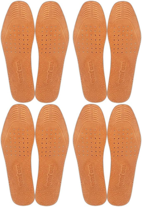 Absorbent Ultra Thin Pigskin Leather Insoles for Stinky Feet, Foot and Shoe Odor Inserts, 4 Pair