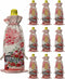 MISHKIN 10pcs Linen Burlap Wine Bags with Drawstring Red Roses Valentine's Day Wine