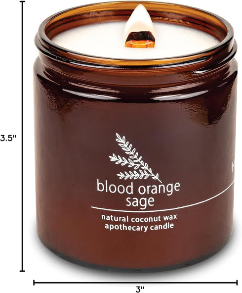 Hemlock 90 16 oz Park Blood Orange Sage Apothecary Hand-Poured Scented Candle | Crackling Wood Wick, Botanical