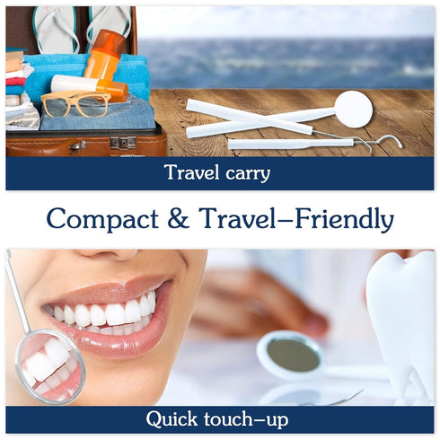 3 Pieces Dental Tools Set, Professional Disposable Plastic Dental Hygiene Cleaning Kit, including Dental Mirror, Probe