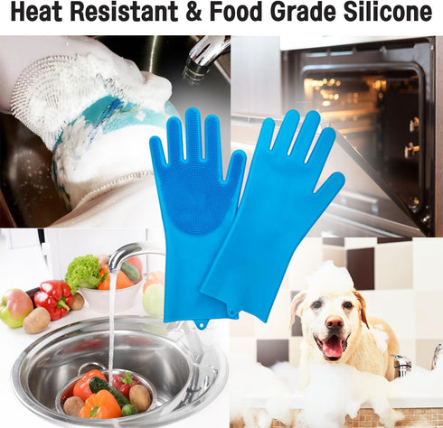 Ultimate Silicone Magic Gloves for Dishwashing, Kitchen, Pet, and Car - Heat & Cold Resistant, Reusable
