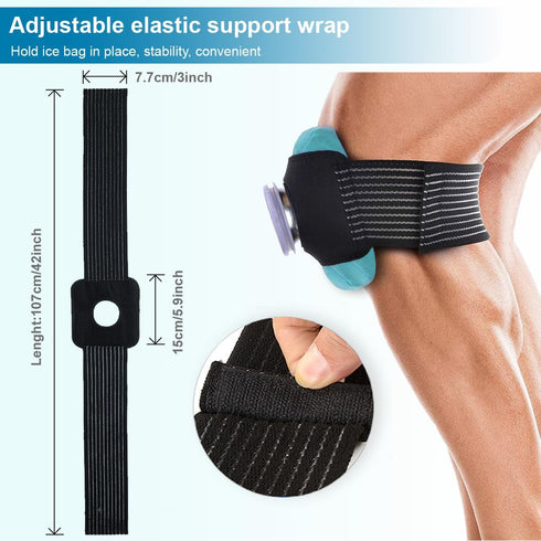 Ice Packs for Injuries - Reusable Thickened Ice Bags with Elastic Support Wrap, Hot & Cold Therapy, 3 Sizes