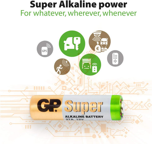 GP 27A (MN27) High Voltage Battery, Card of 5 Pieces
