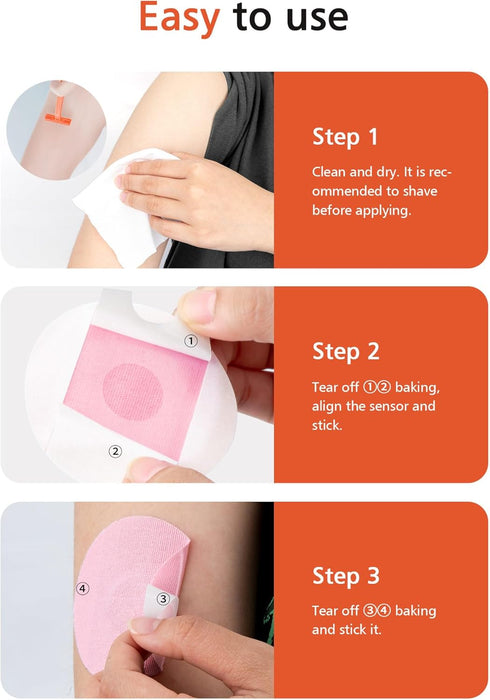 20 Packs Freestyle Libre 3 Covers, Adhesive Patches for Glucose Sensor Cover, Long Lasting for 10-14 Days (Pink)