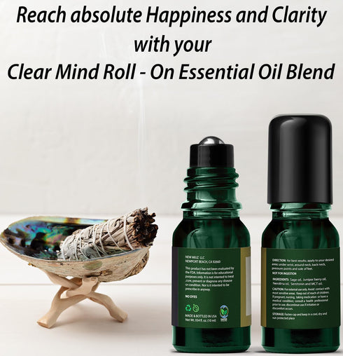 Stress Relief Roll On Essential Oil Sage Juniper Berry Spiritual Energy Clearing Protection Destress Smokeless Smudging