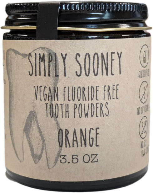 Kid-Safe Orange Vegan Tooth Powder in Glass Jar - Fluoride-Free & Organic