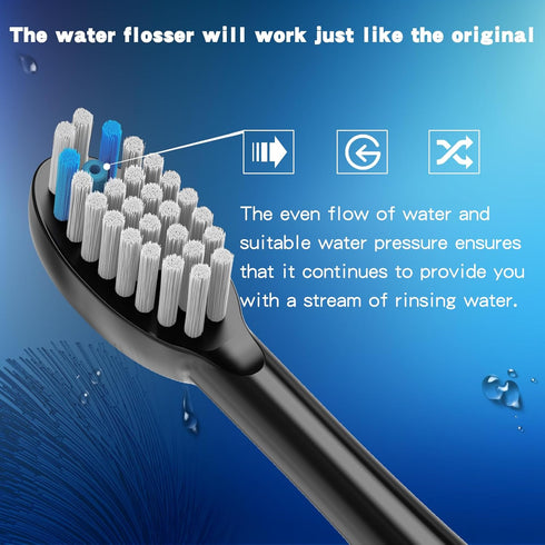 Toothbrush Replacement Heads, 6 Pcs Compatible with Waterpik Sonic Fusion SF01 SF02 / Sonic Fusion 2.0 SF03 SF04, Black