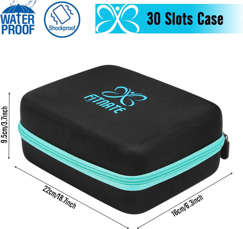 FITNATE Essential Oils Storage, Essential Oils Carrying Case for 30 Bottles, Hold Up to 5ml,10ml, 15 ml Essential Oils with Bottle Opener, Bottle Cap Labels,(Sky Blue)