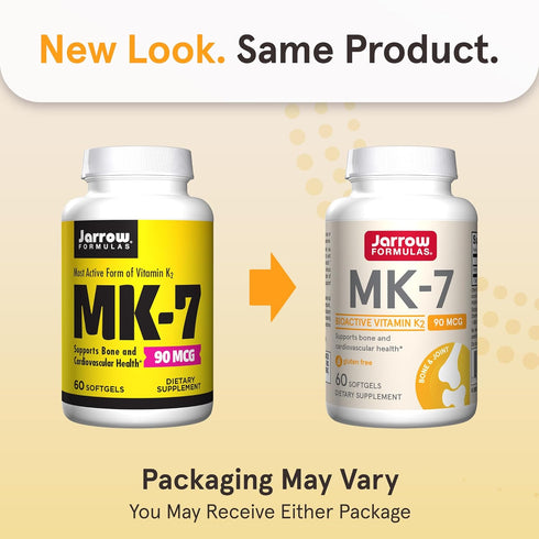 Jarrow Formulas MK-7 90 mcg, Bioactive Form of Vitamin K2, 60 Servings (Softgels), For Bone & Cardiovascular Health