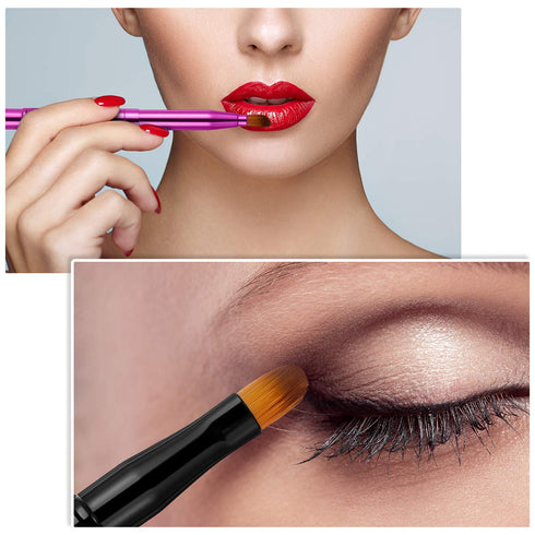 TOODOO 3 Pieces Lip Brush, Retractable Lipstick Liner Brush, Dual-ended Foundation Makeup Brush with Cap
